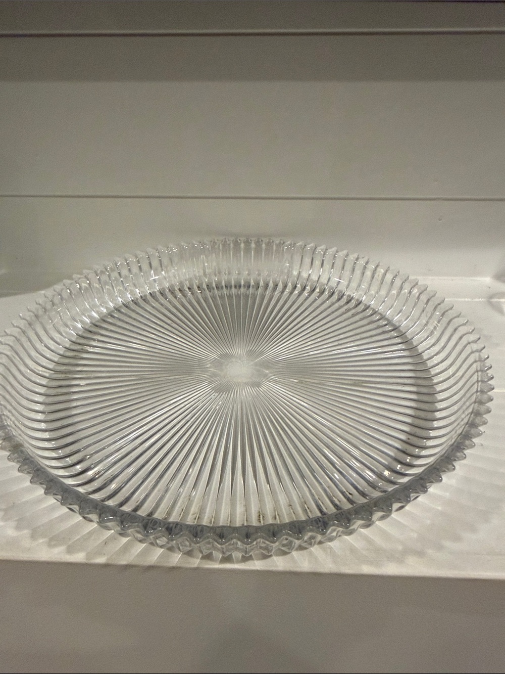 Vintage Mikasa Diamond Glass Serving Platter - Elegant Ribbed Design